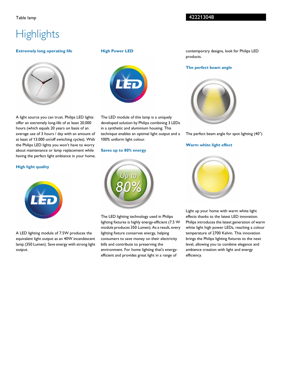 Highlights | Philips 422213048 User Manual | Page 2 / 3