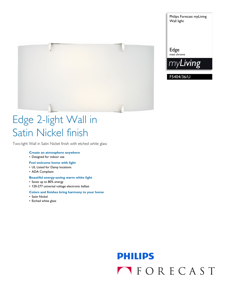 Philips F540436U User Manual | 2 pages