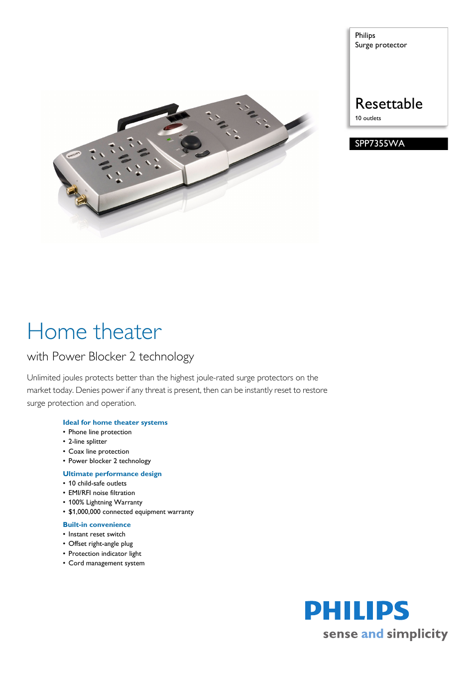 Philips SPP7355WA-17 User Manual | 2 pages