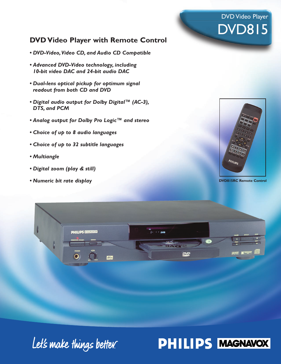 Philips DVD815AT User Manual | 2 pages