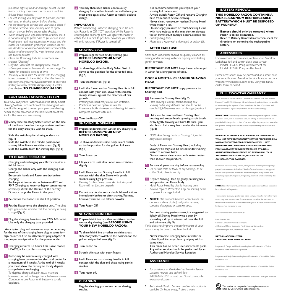 Philips HP6328-54 User Manual | Page 2 / 2