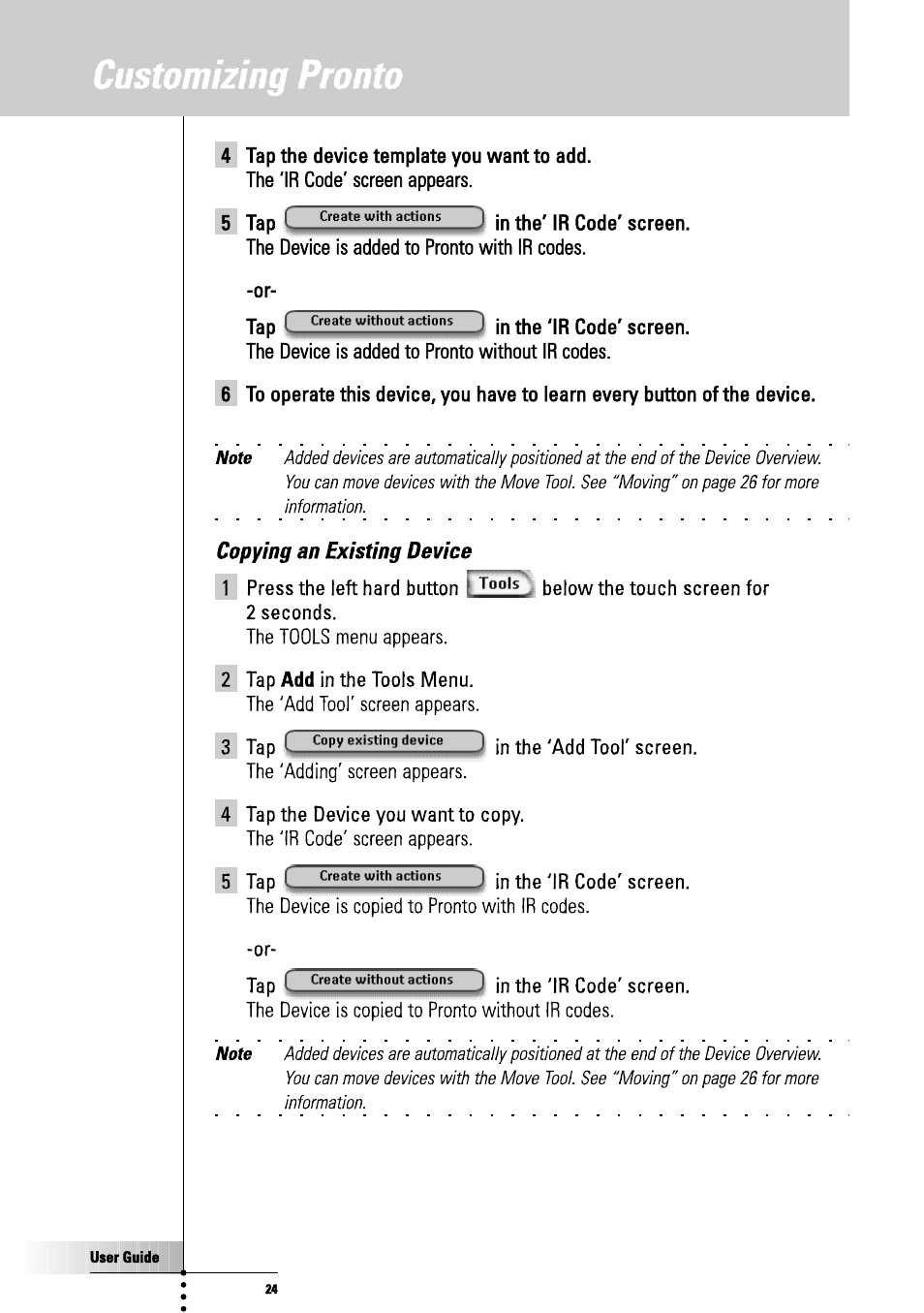 Copying an existing device, Customizing pronto | Philips TSU3000 User Manual | Page 24 / 52