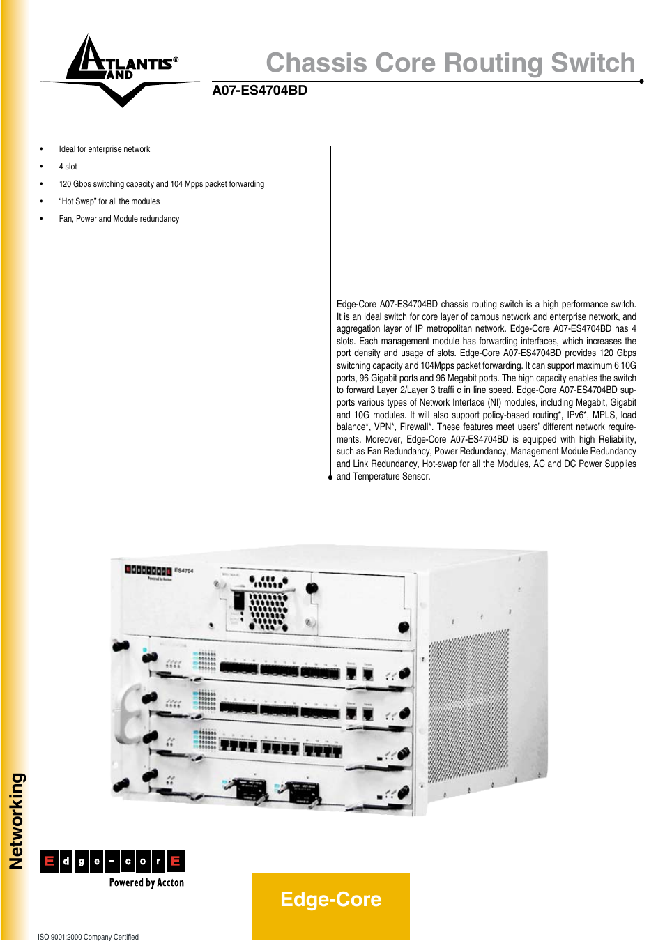 Atlantis Land Chassis Core Routing Switch User Manual | 2 pages