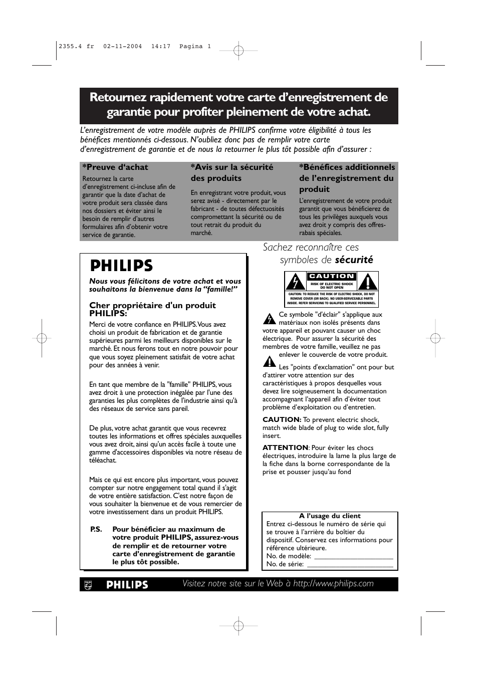 Sachez reconnaître ces symboles de sécurité | Philips 42PF9936D-37B User Manual | Page 23 / 64