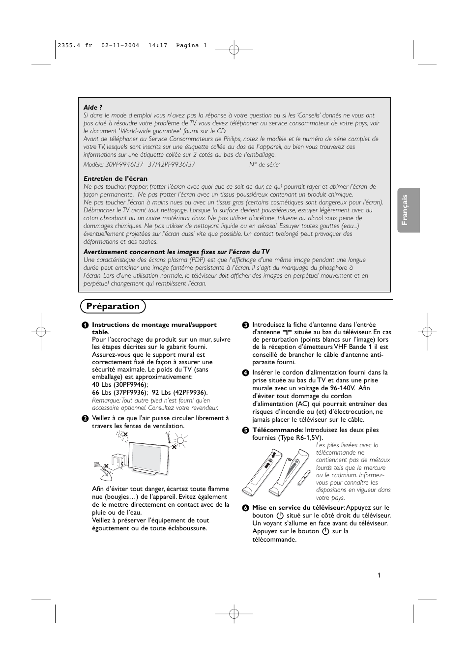 Préparation | Philips 42PF9936D-37B User Manual | Page 25 / 64