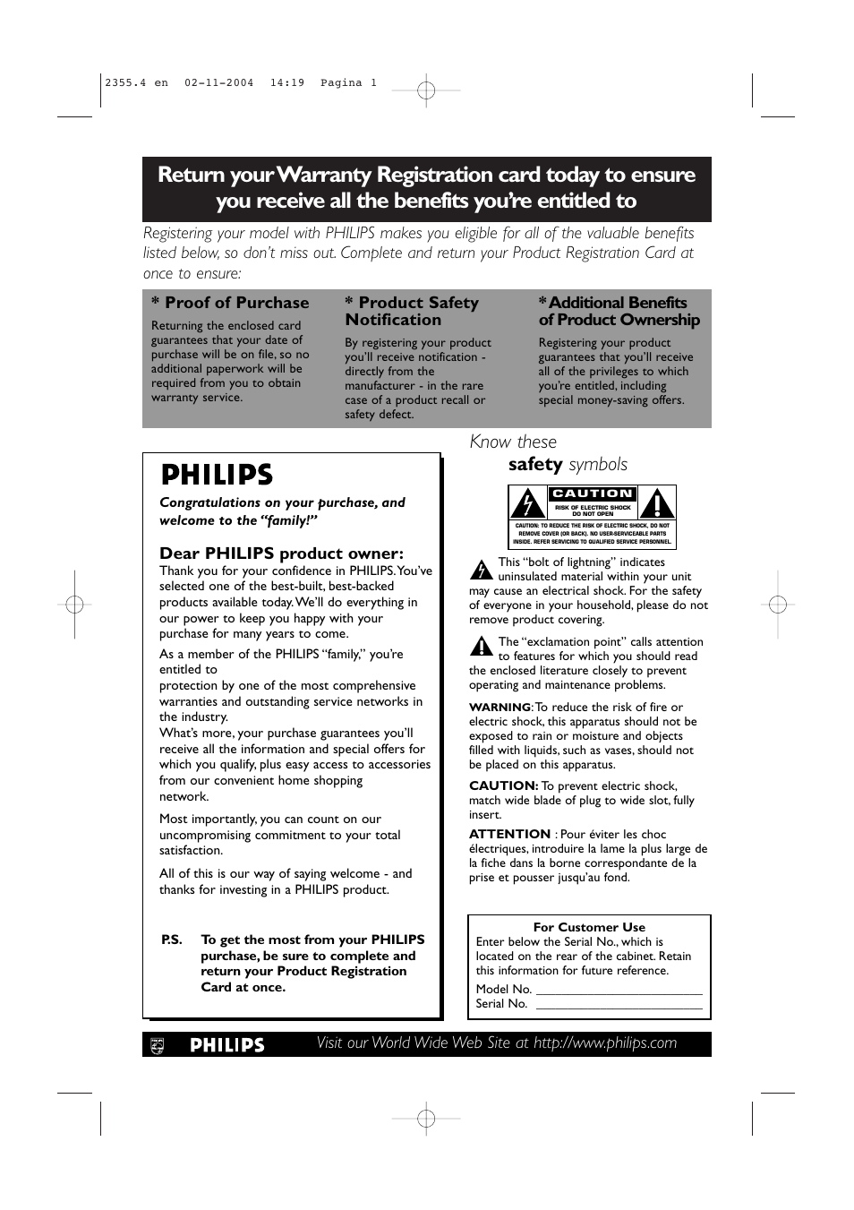 Know these safety symbols | Philips 42PF9936D-37B User Manual | Page 3 / 64