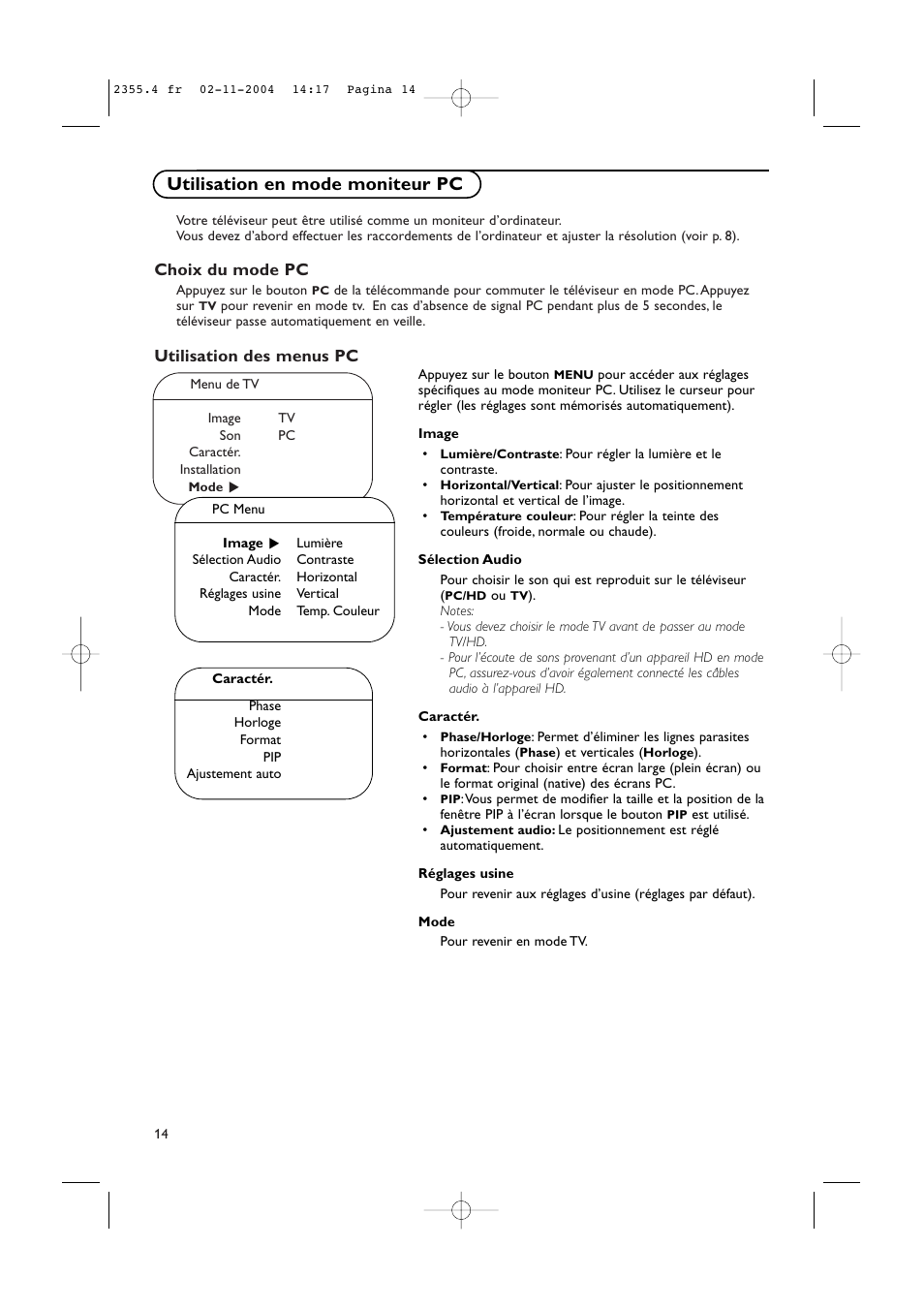 Utilisation en mode moniteur pc | Philips 42PF9936D-37B User Manual | Page 38 / 64