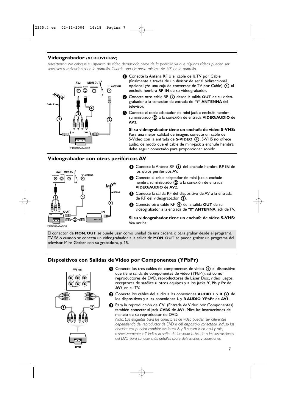 Videograbador, Videograbador con otros periféricos av | Philips 42PF9936D-37B User Manual | Page 51 / 64