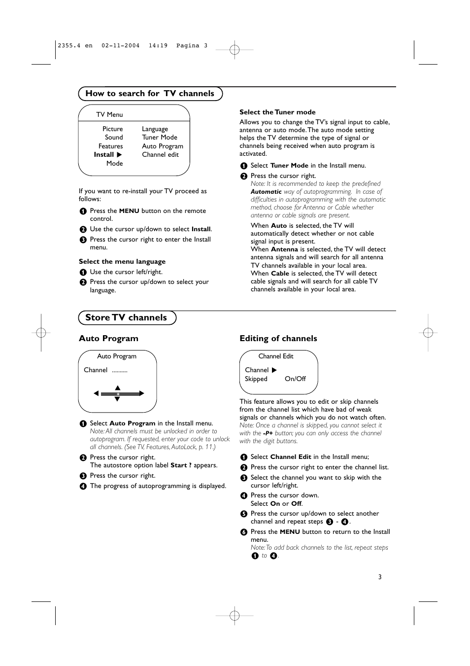 Store tv channels | Philips 42PF9936D-37B User Manual | Page 7 / 64