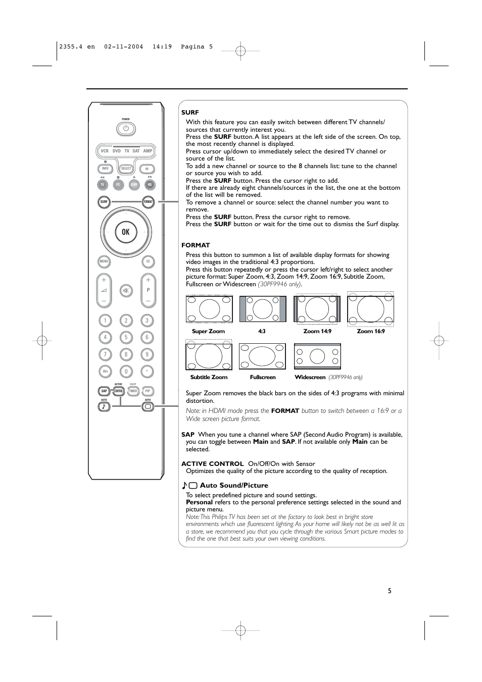 Ma auto sound/picture | Philips 42PF9936D-37B User Manual | Page 9 / 64