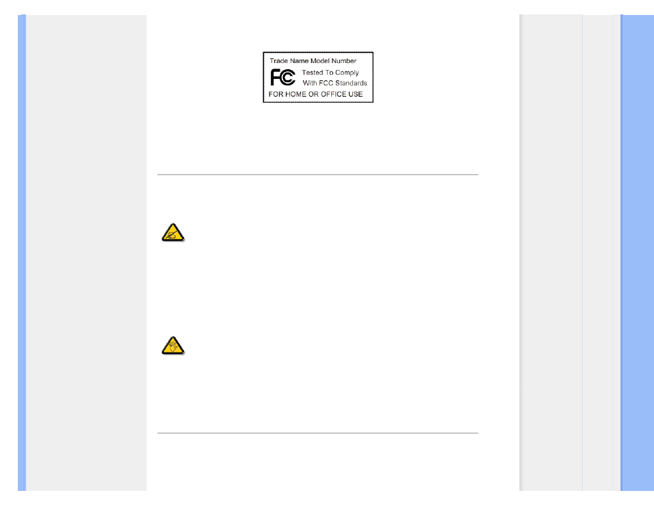 Commission federale de la communication, Fcc declaration), En 55022 compliance (czech republic | Only) | Philips 190B9CB-27 User Manual | Page 19 / 109