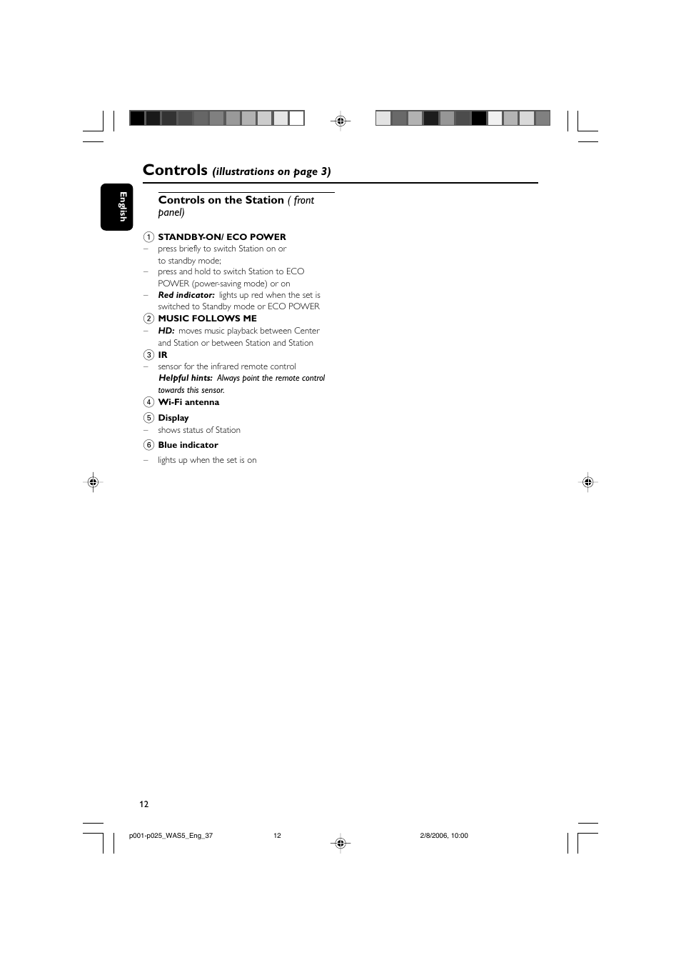 Controls | Philips WAS5-37 User Manual | Page 12 / 25