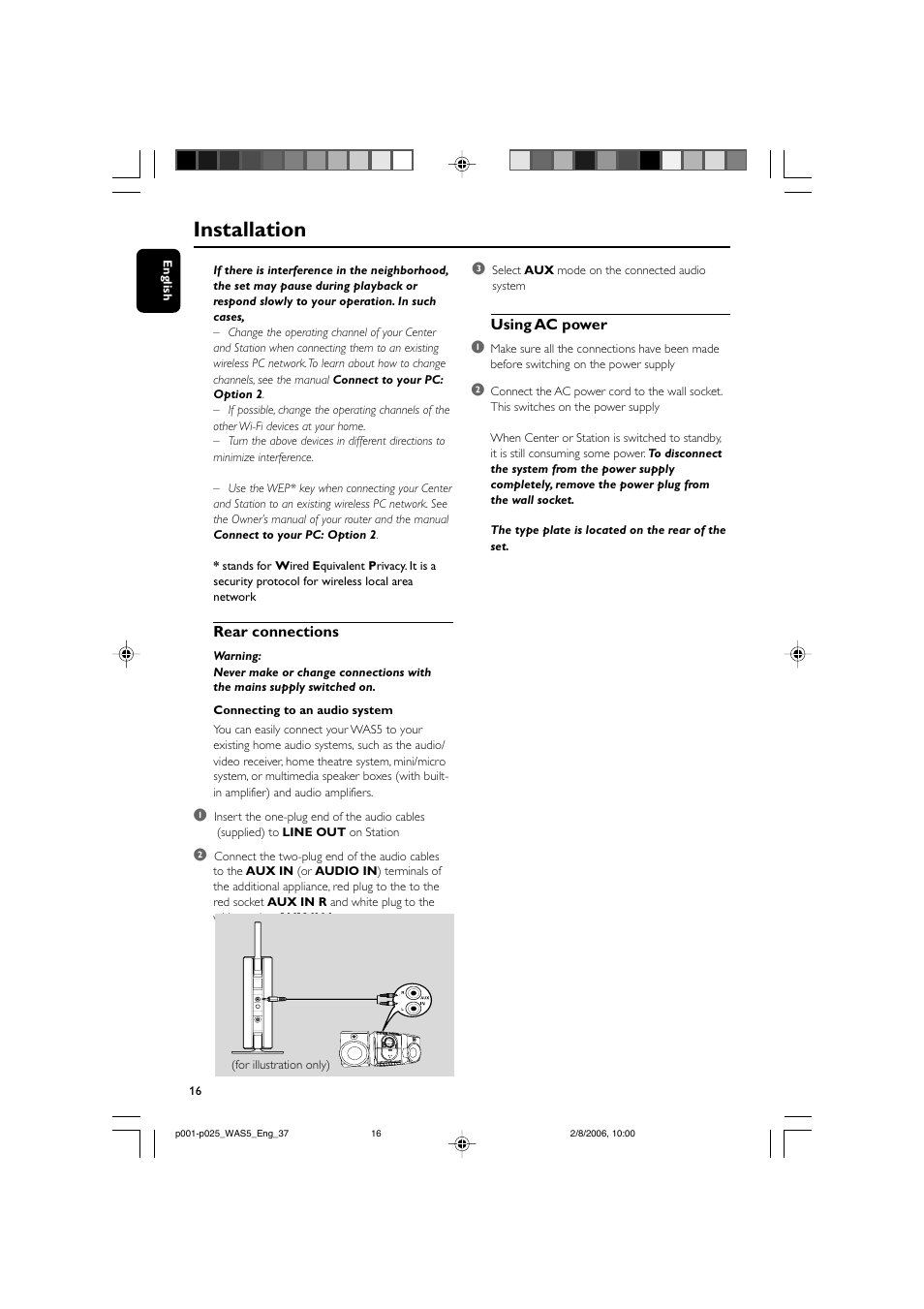 Installation | Philips WAS5-37 User Manual | Page 16 / 25