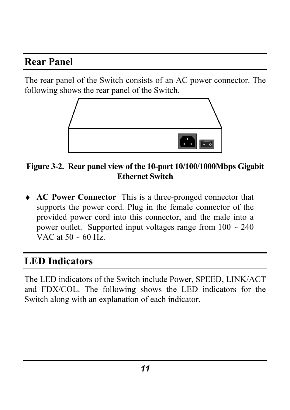Rear panel, Led indicators | Atlantis Land A02-F8-2C/M2 User Manual | Page 15 / 19