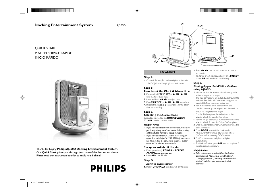 Philips AJ300D-37B User Manual | 2 pages