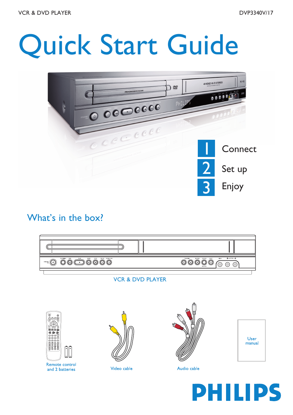 Philips DVD-VCR Player DVP3340V Direct Dubbing Progressive Scan User Manual | 4 pages