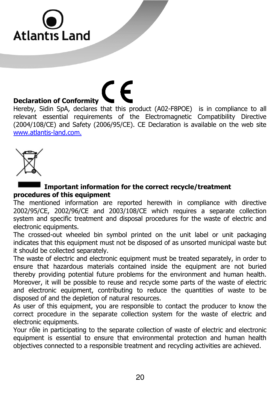 Atlantis Land NETMASTER F8POE User Manual | Page 20 / 42