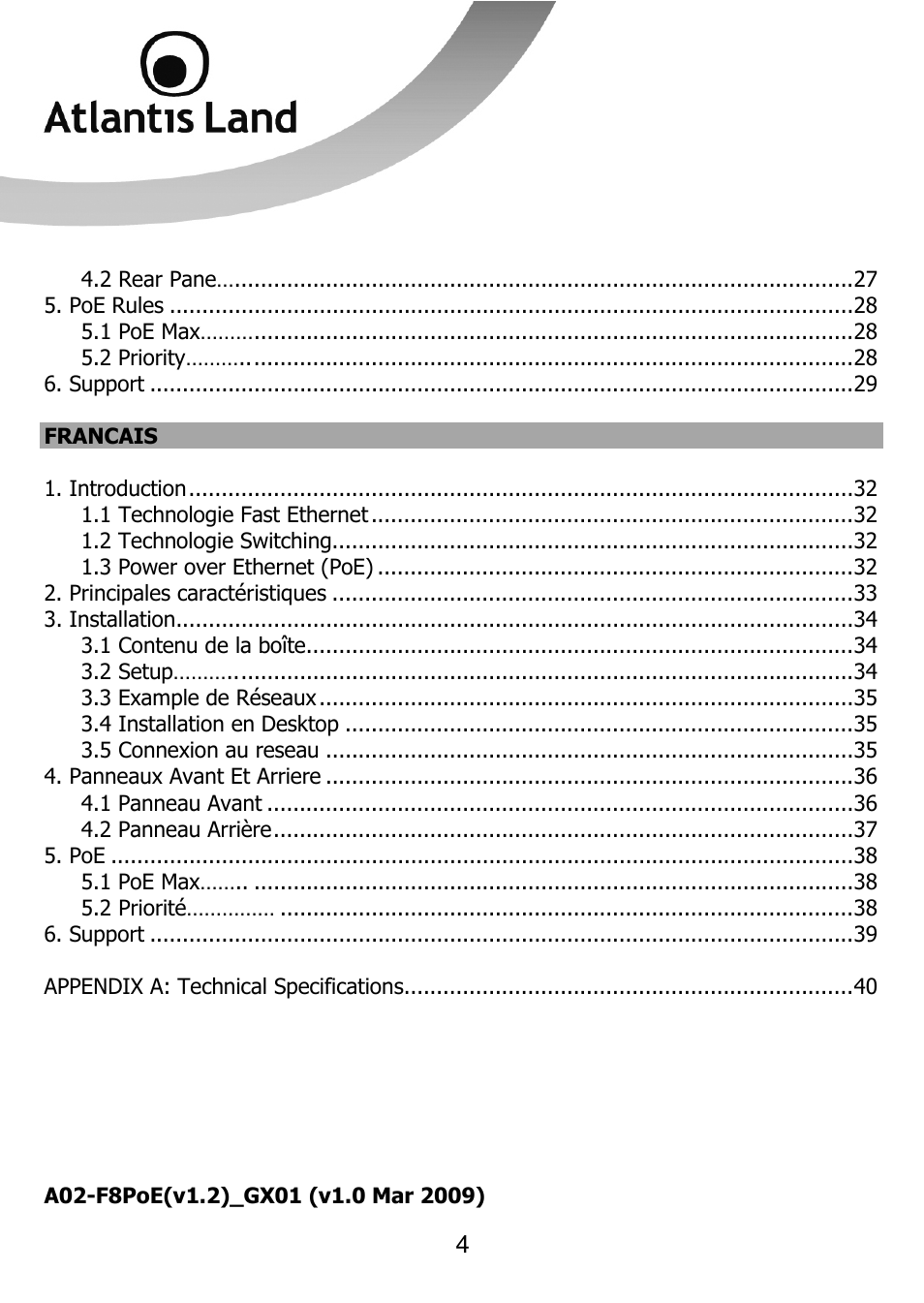Atlantis Land NETMASTER F8POE User Manual | Page 4 / 42