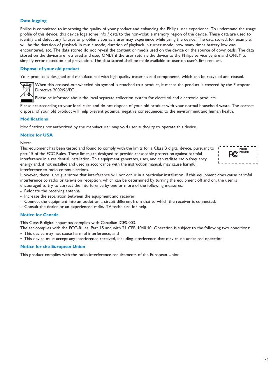 Technical data, 32 technical data | Philips PMC7230-17E User Manual | Page 33 / 37