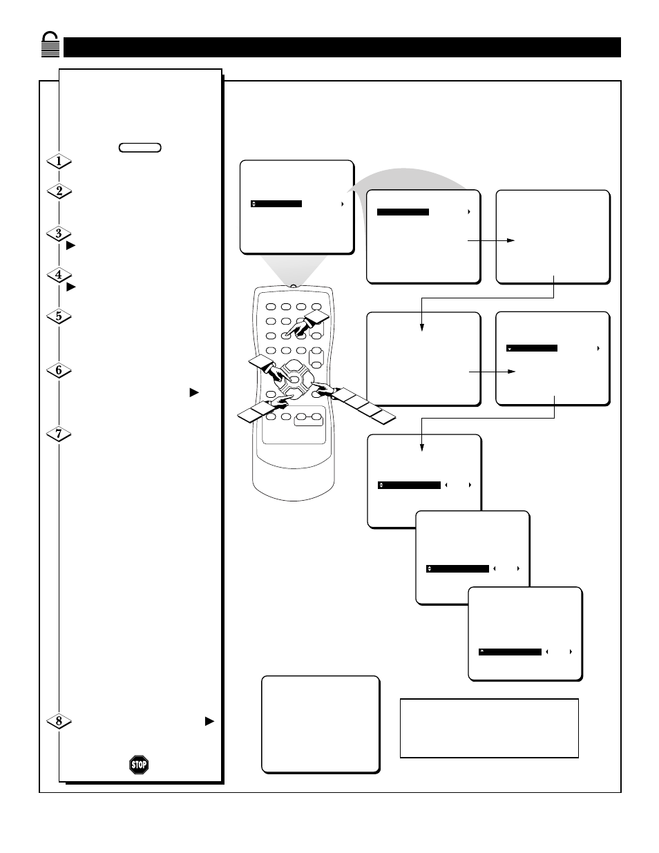 Etting the, Mart, Locking | Ptions | Philips COLOR TV User Manual | Page 24 / 36