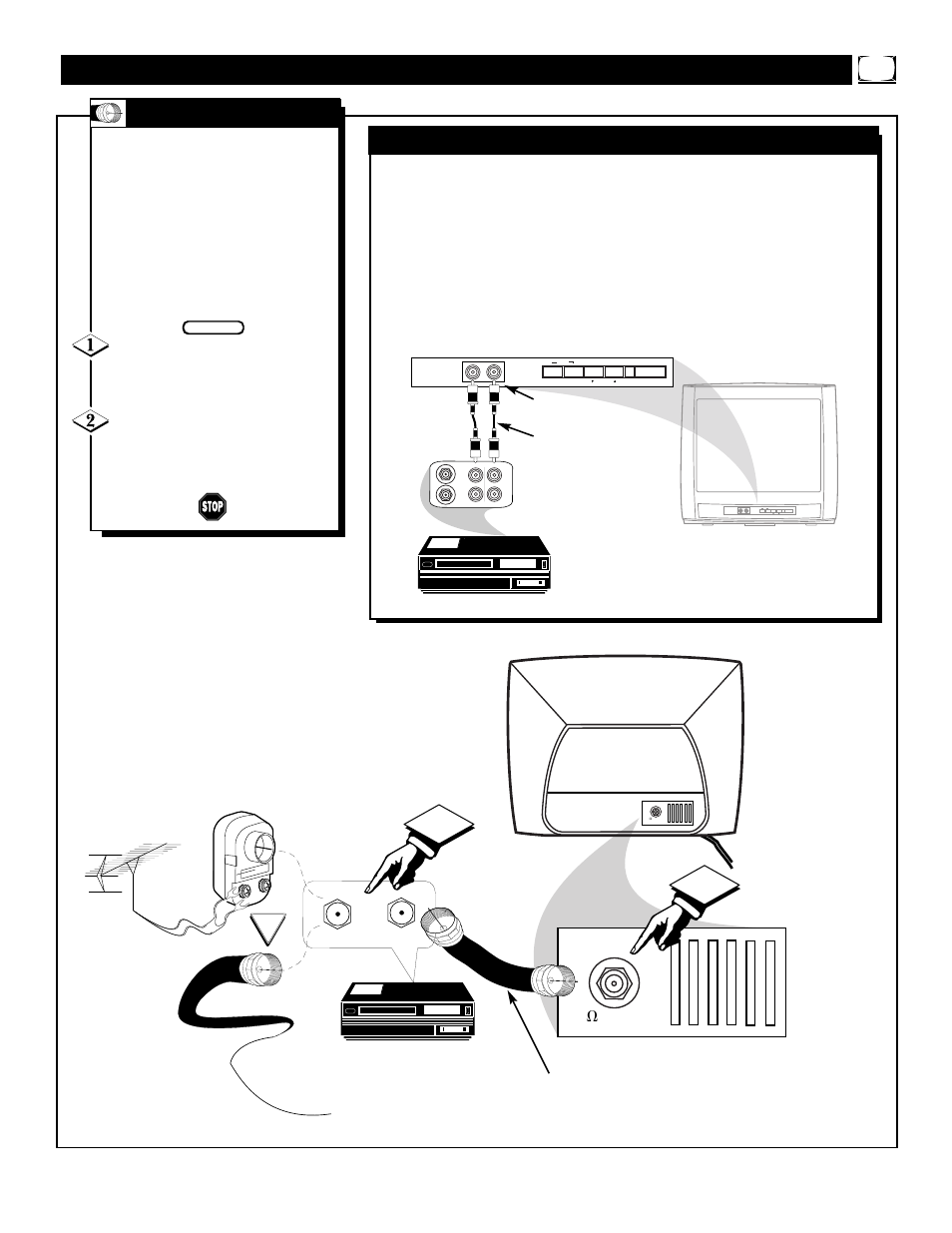 Vcr (& f, A/v i, Asic | Ront, Nput, Onnections | Philips COLOR TV User Manual | Page 7 / 36