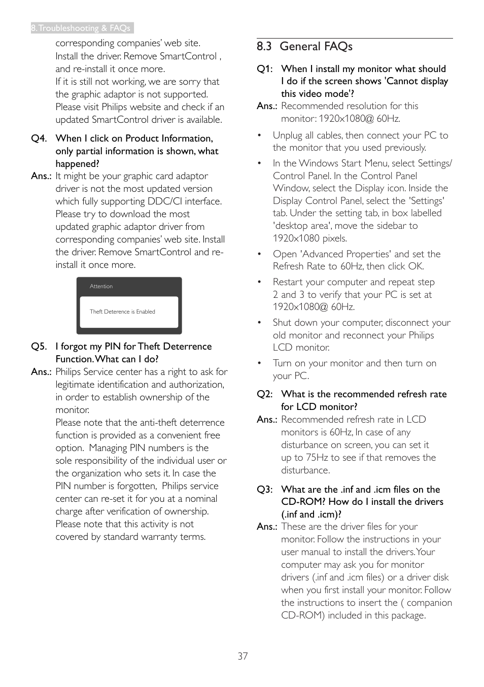 3 general faqs | Philips 242G5DJEB-27 User Manual | Page 39 / 43