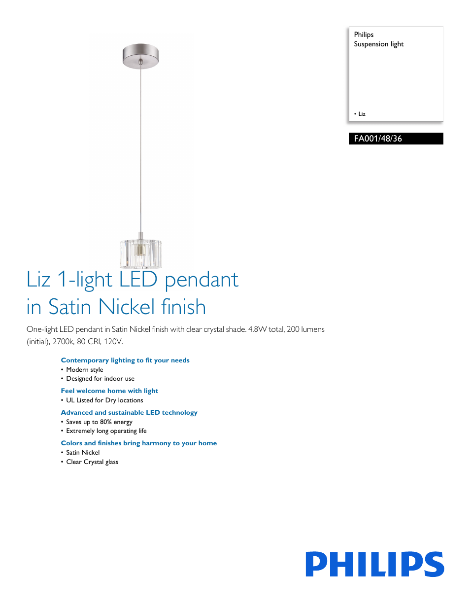 Philips FA0014836 User Manual | 2 pages