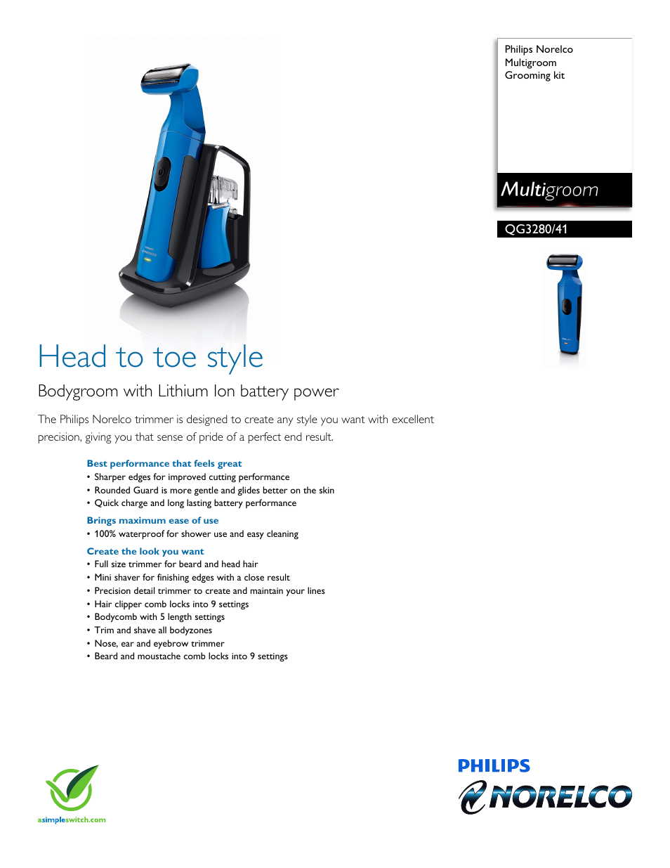 Philips QG3280-41 User Manual | 3 pages