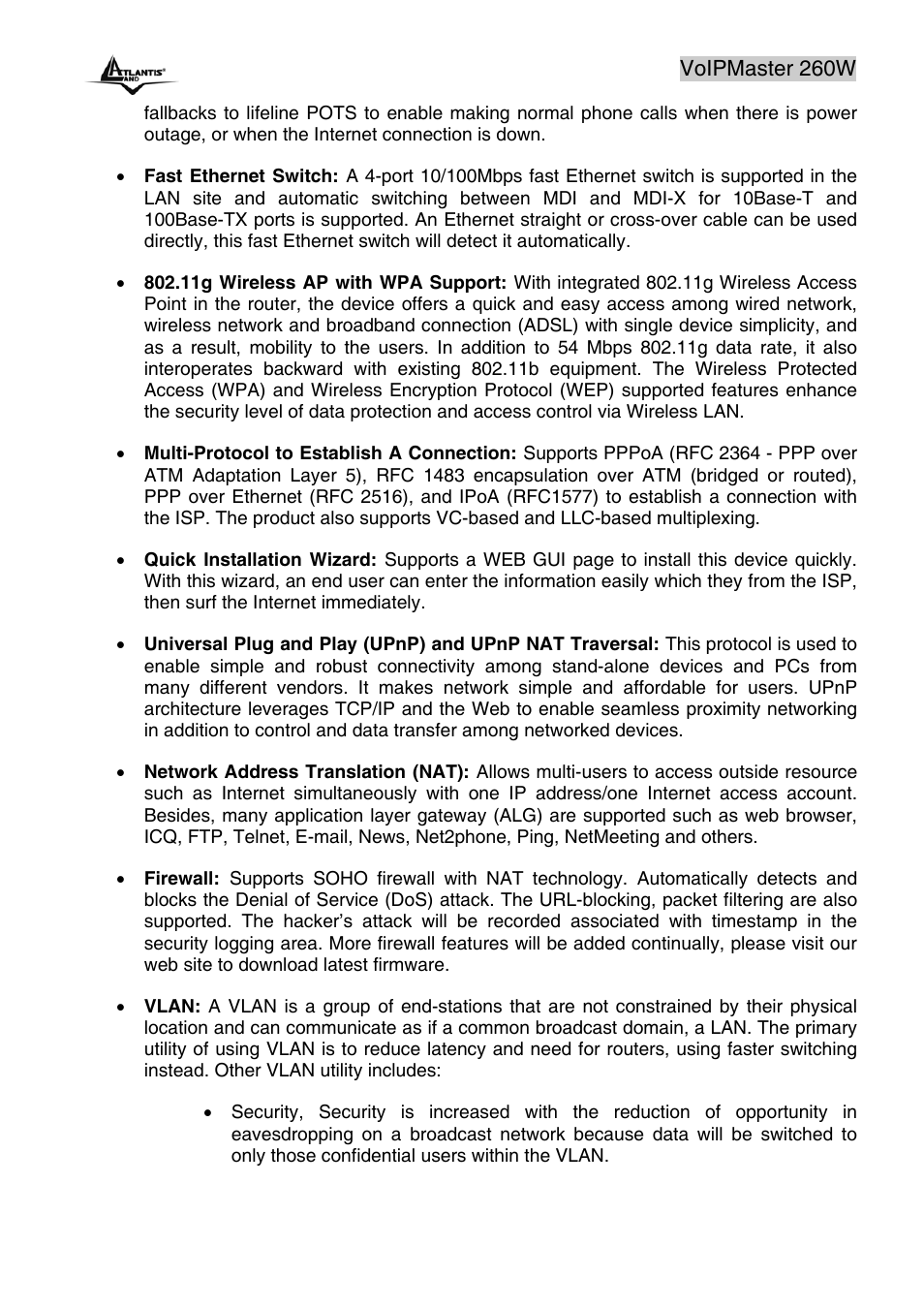 Atlantis Land A02-RAV260-W54 User Manual | Page 9 / 121