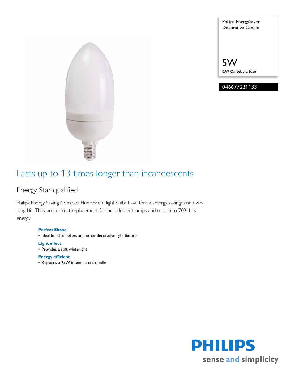 Philips 046677221133 User Manual | 2 pages