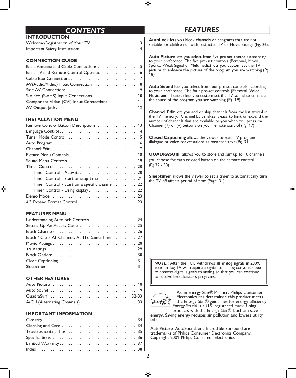 Philips 27PT6341-07 User Manual | Page 2 / 39