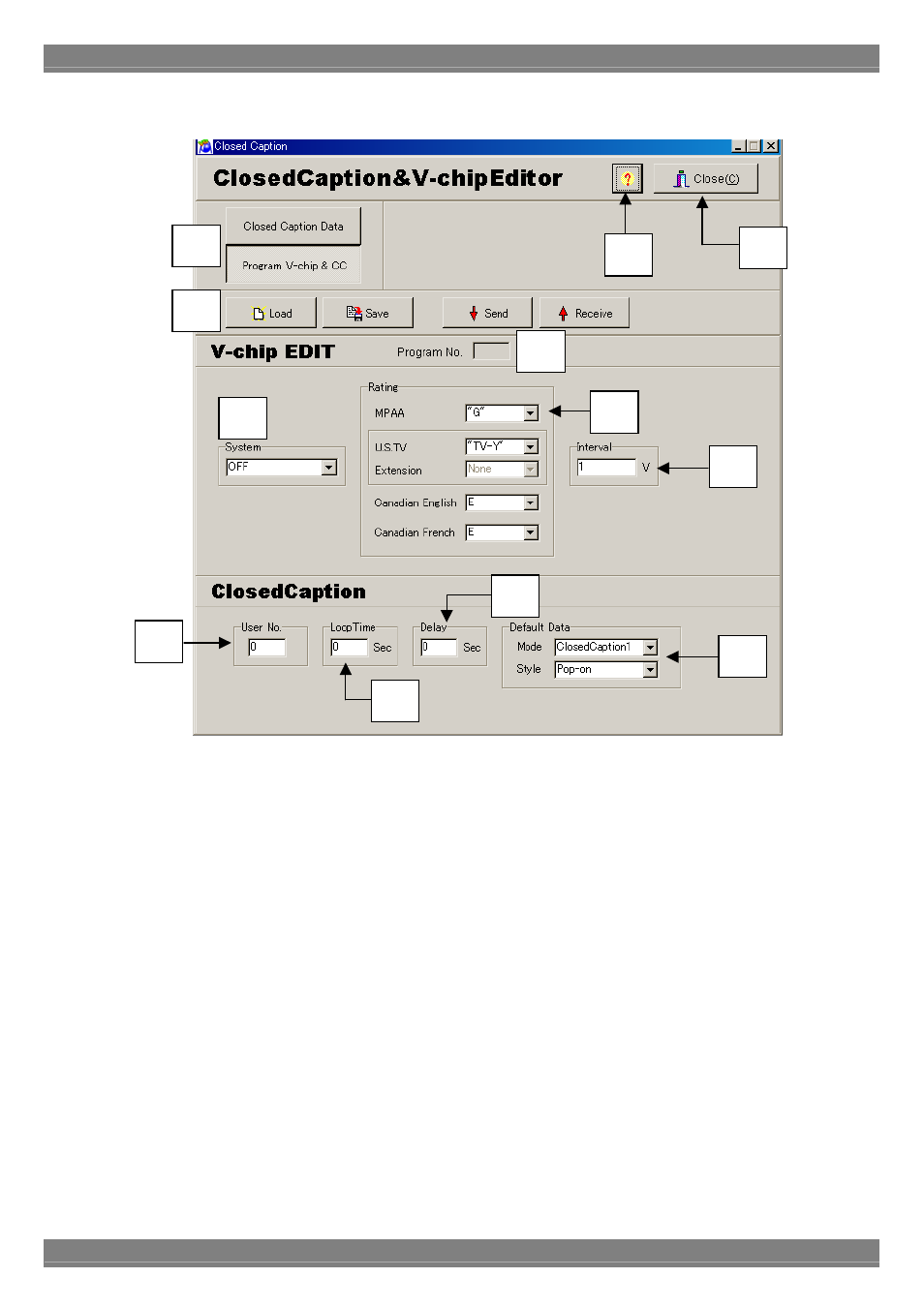 V-chip setting screen | Astro Design PORTABLE SIGNAL GENERATOR PROGRAMMING SOFTWARE SP-8848 User Manual | Page 119 / 127