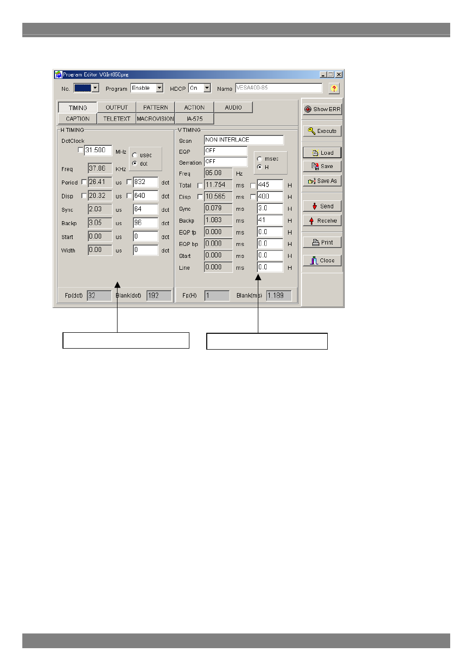Timing data setting screen | Astro Design PORTABLE SIGNAL GENERATOR PROGRAMMING SOFTWARE SP-8848 User Manual | Page 28 / 127