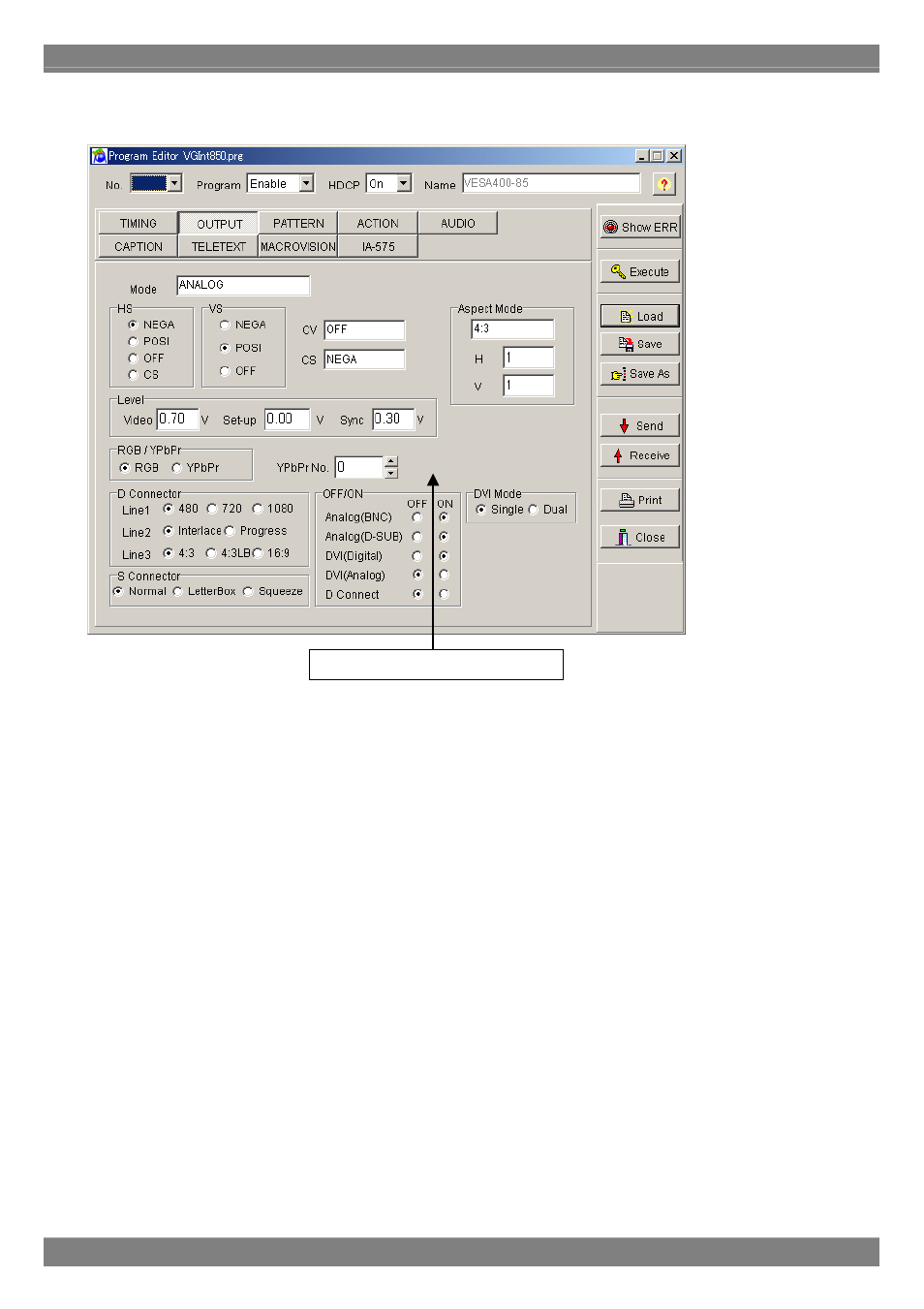 Output condition data setting screen | Astro Design PORTABLE SIGNAL GENERATOR PROGRAMMING SOFTWARE SP-8848 User Manual | Page 30 / 127