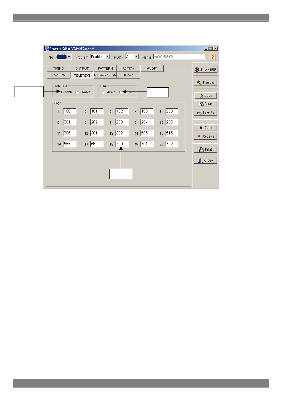 Teletext data setting screen | Astro Design PORTABLE SIGNAL GENERATOR PROGRAMMING SOFTWARE SP-8848 User Manual | Page 61 / 127