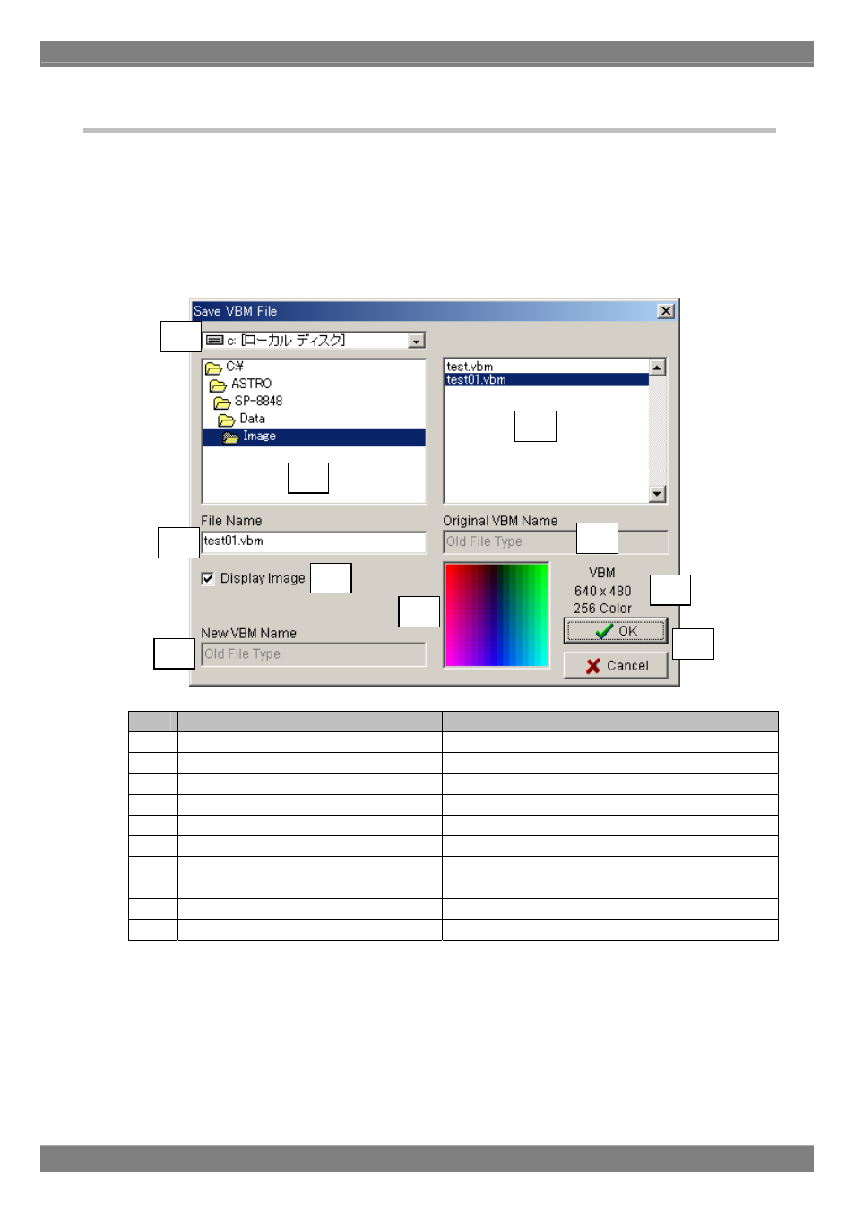 Convert to 256-color vbm file | Astro Design PORTABLE SIGNAL GENERATOR PROGRAMMING SOFTWARE SP-8848 User Manual | Page 82 / 127