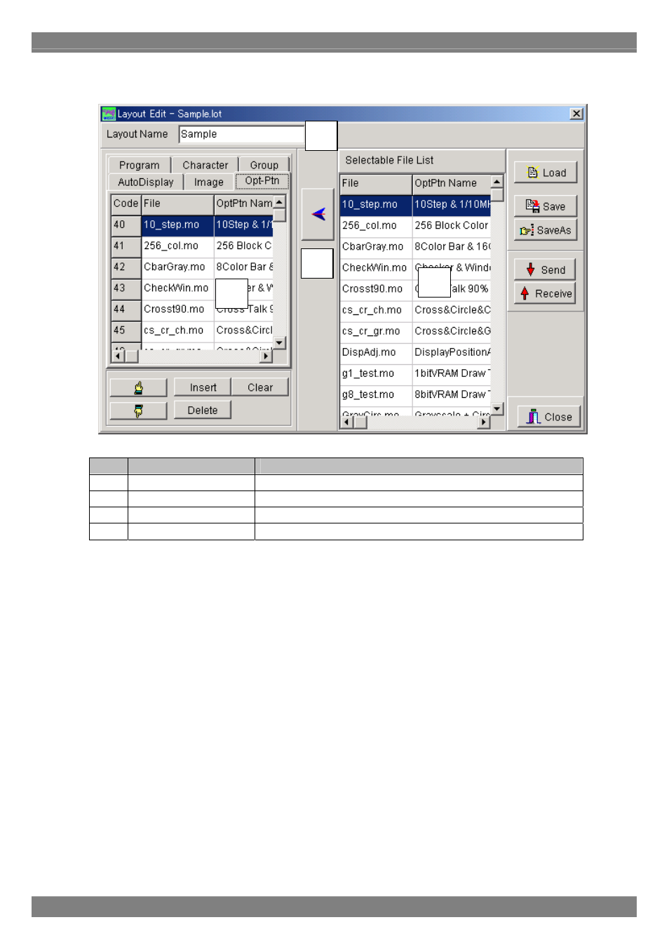 Opt-ptn tab | Astro Design PORTABLE SIGNAL GENERATOR PROGRAMMING SOFTWARE SP-8848 User Manual | Page 92 / 127