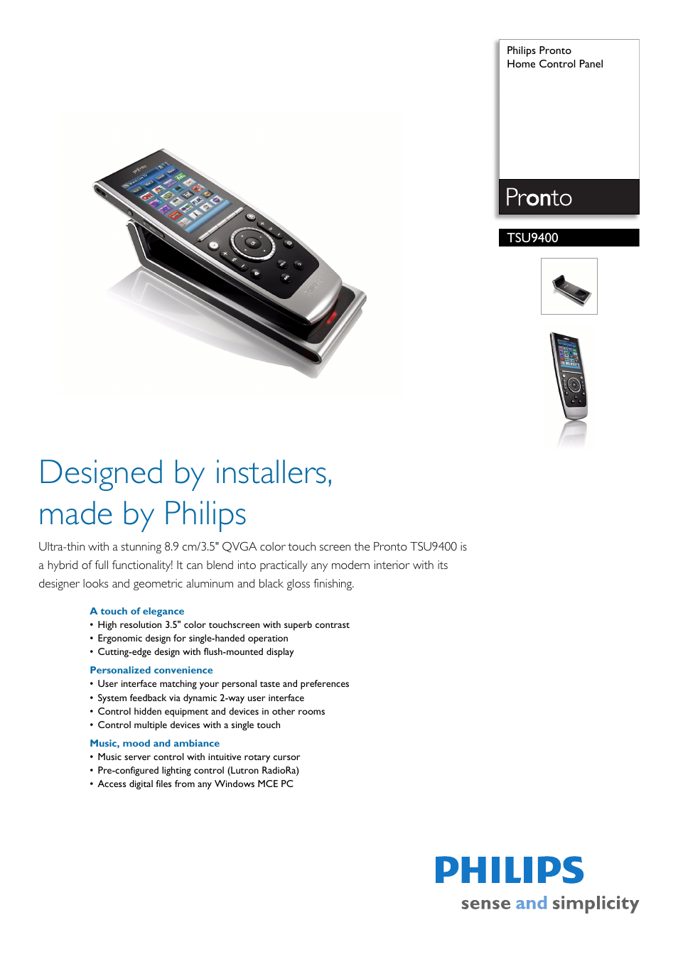 Philips TSU9400-37 User Manual | 2 pages