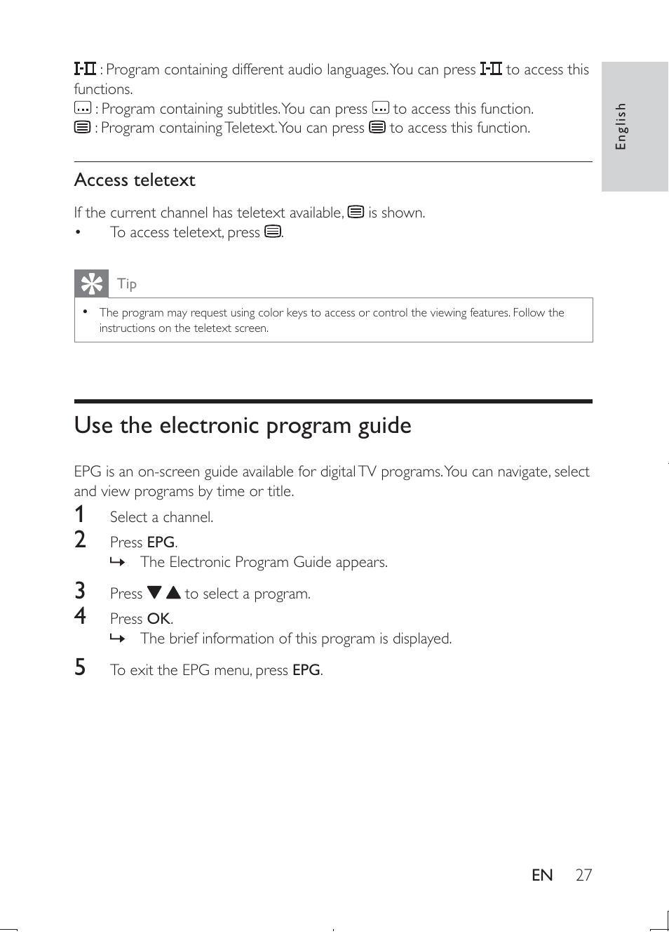 Use the electronic program guide | Philips PD9003-12 User Manual | Page 26 / 32
