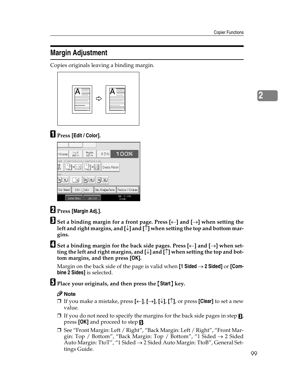 Margin adjustment, E p.99 “margin adjustment | Aristokraft LD425C User Manual | Page 121 / 206