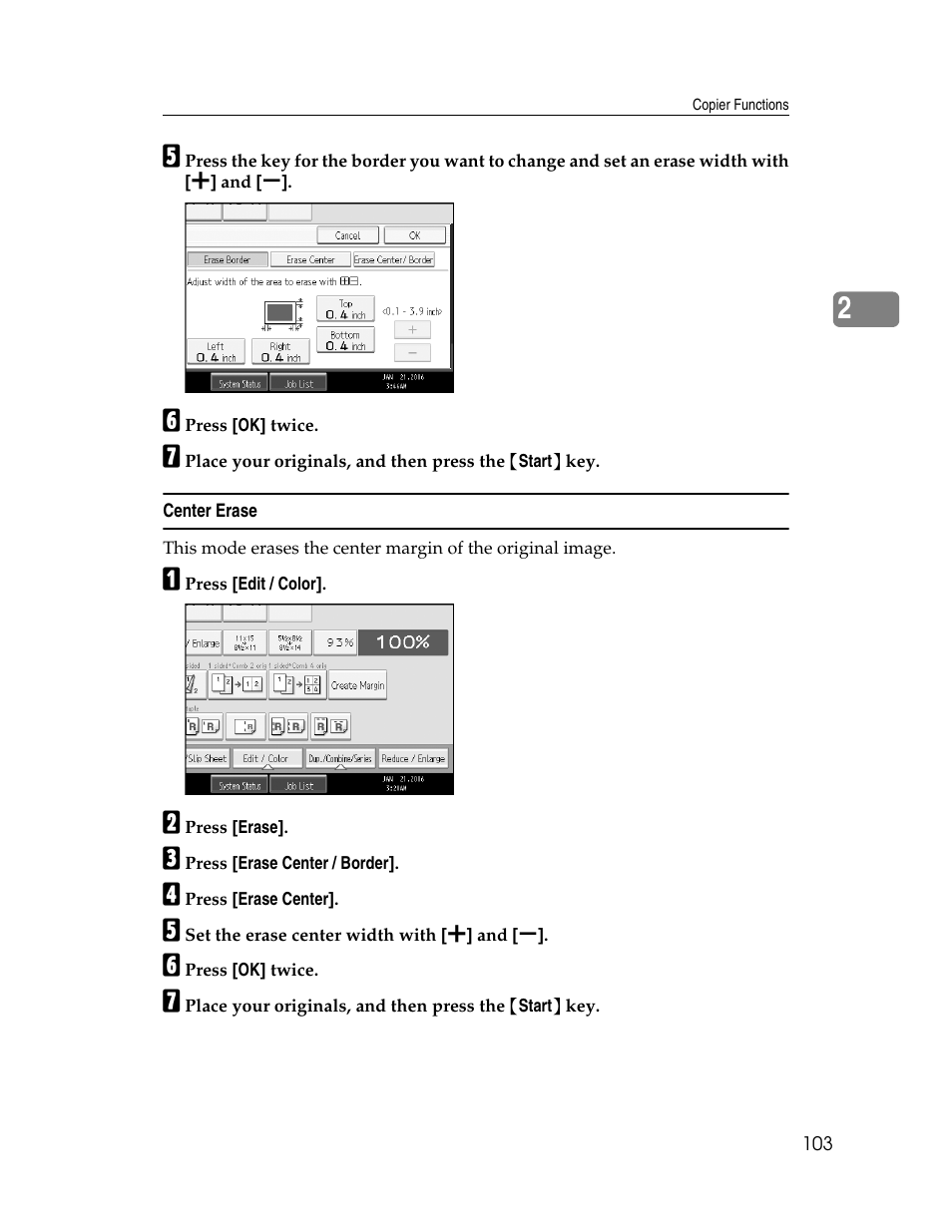 Center erase | Aristokraft LD425C User Manual | Page 125 / 206