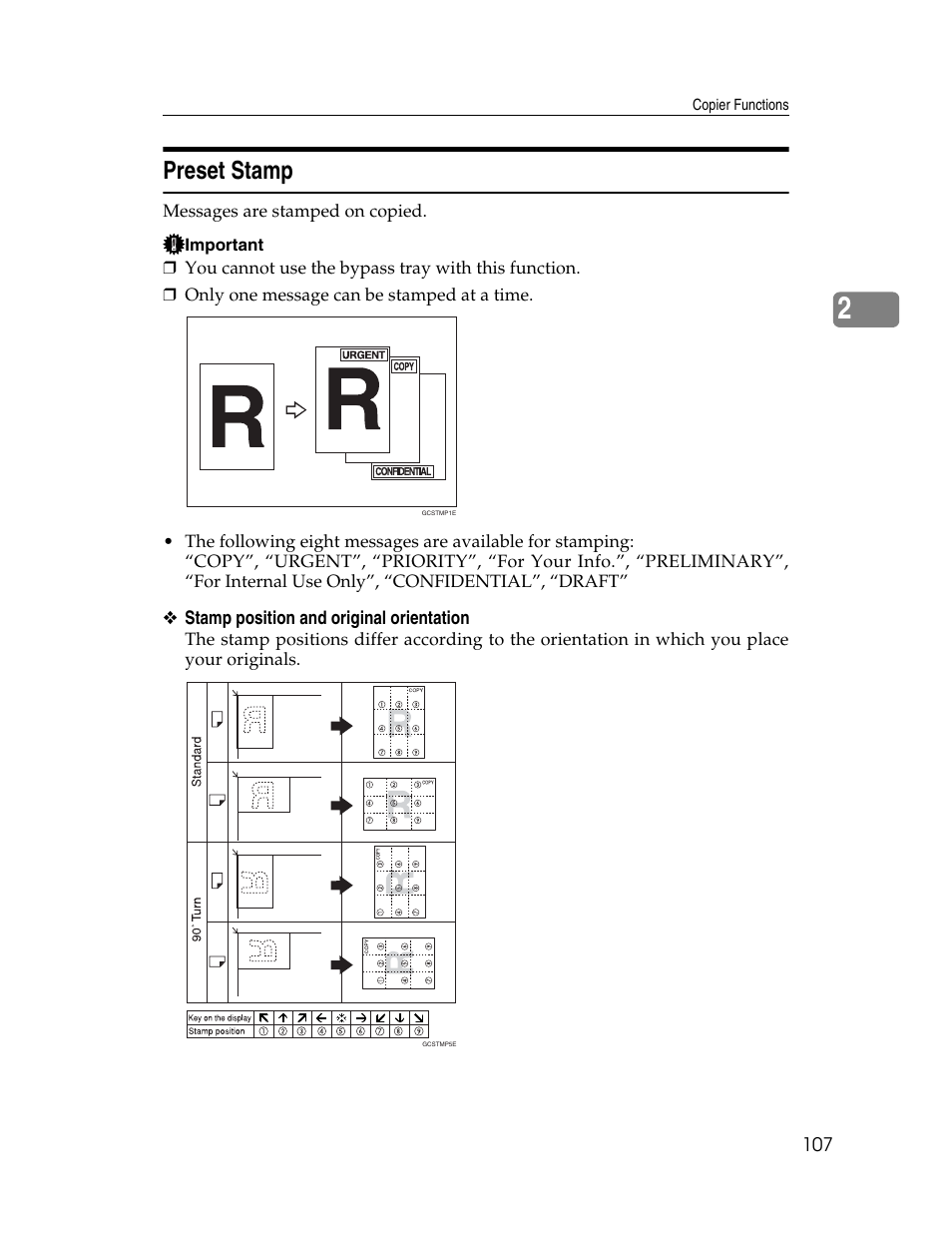 Preset stamp, See p.107 “preset stamp | Aristokraft LD425C User Manual | Page 129 / 206