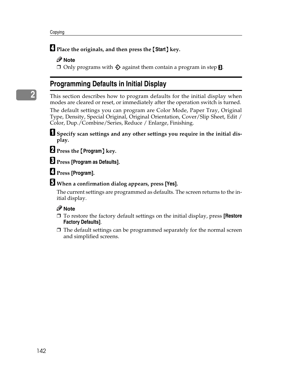 Programming defaults in initial display | Aristokraft LD425C User Manual | Page 164 / 206