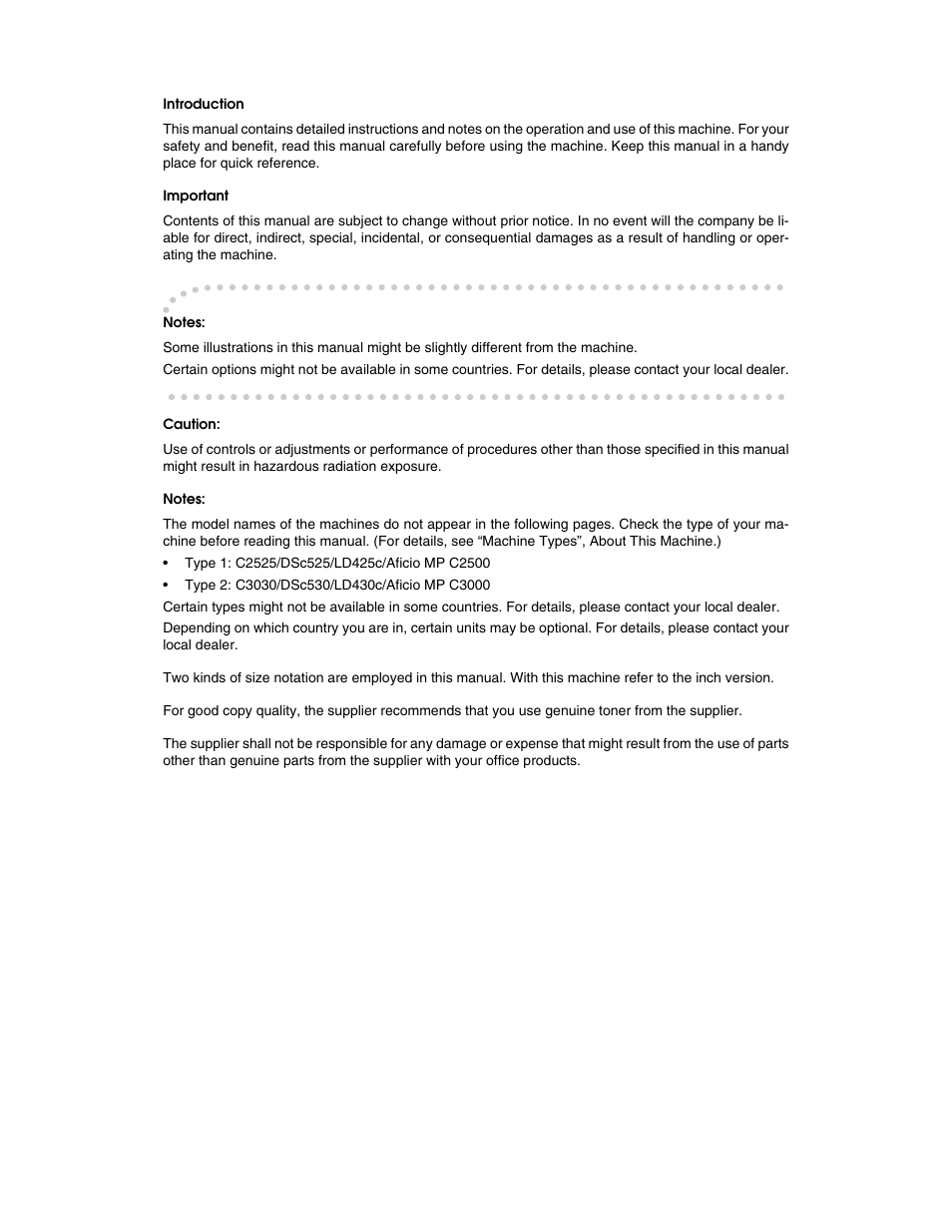 Introduction, Important, Notes | Caution | Aristokraft LD425C User Manual | Page 2 / 206