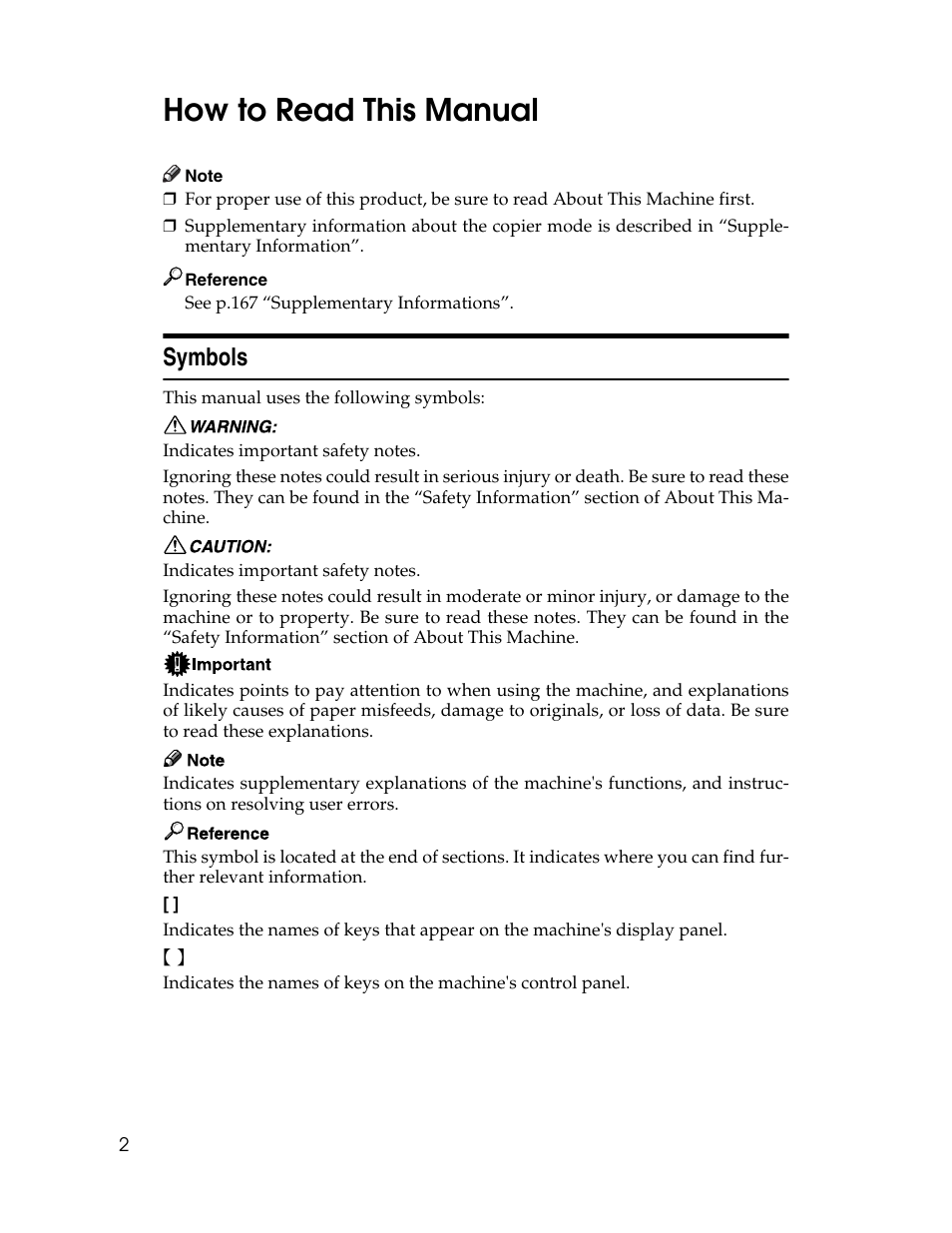 How to read this manual, Symbols | Aristokraft LD425C User Manual | Page 24 / 206