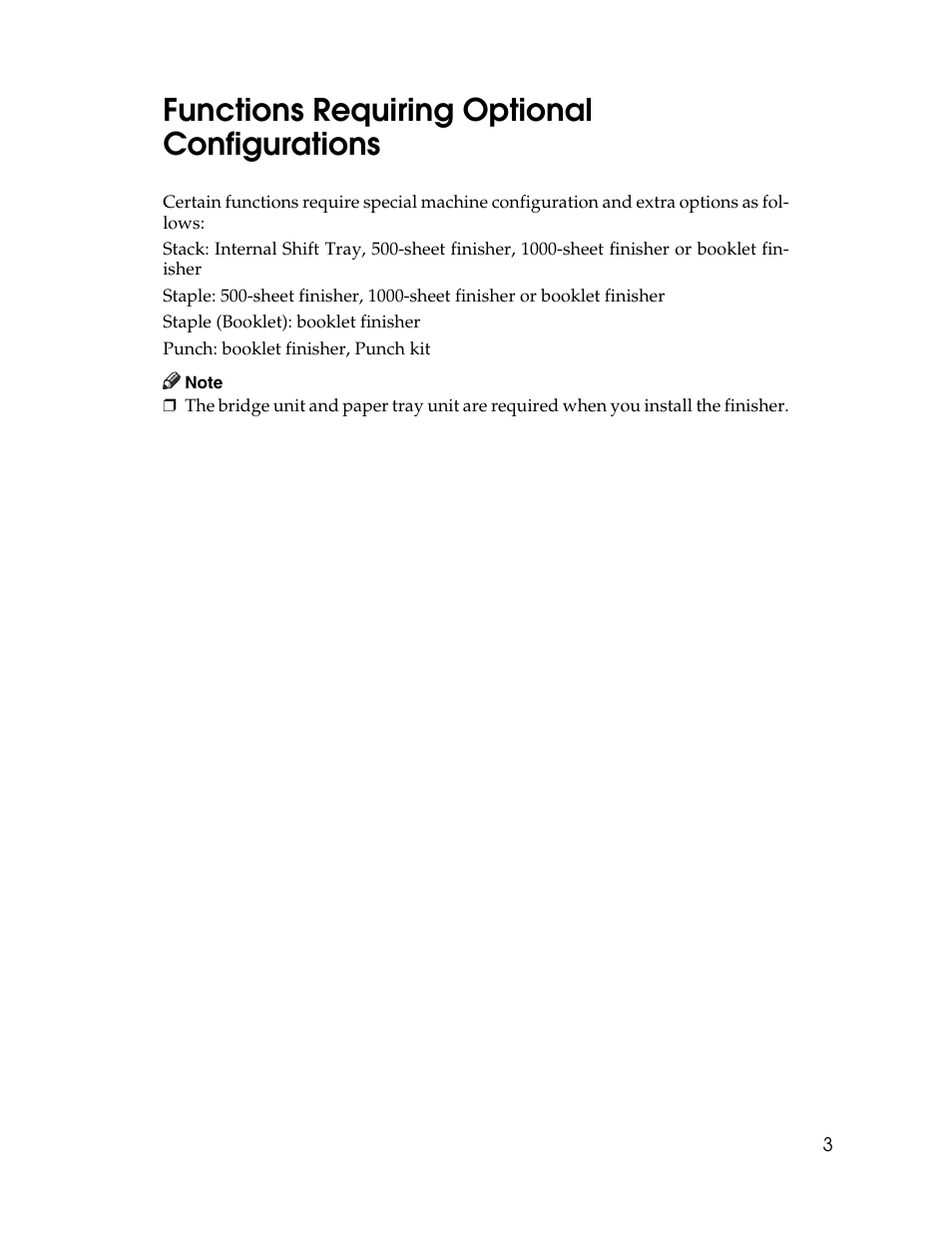 Functions requiring optional configurations | Aristokraft LD425C User Manual | Page 25 / 206