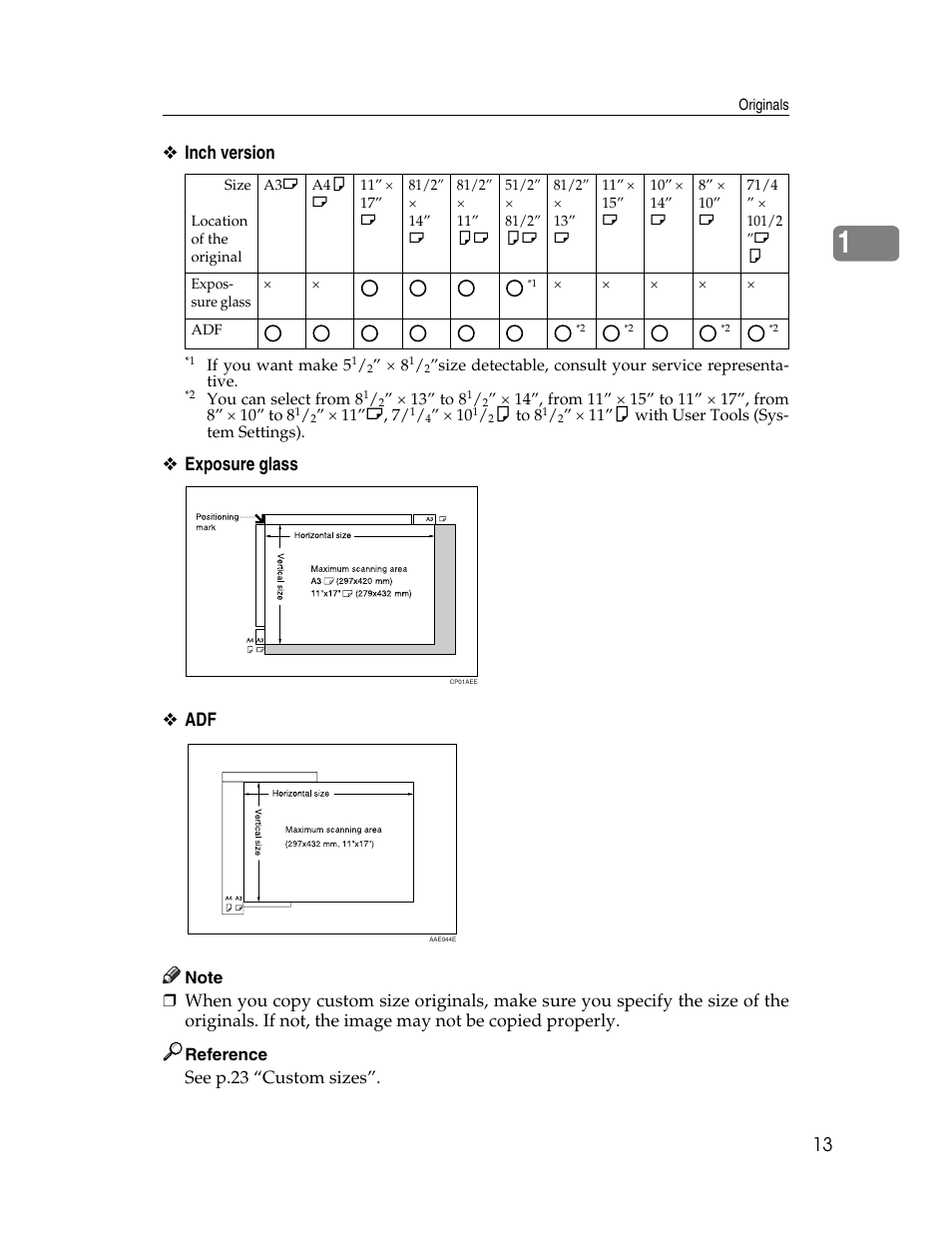 Inch version, Exposure glass ❖ adf | Aristokraft LD425C User Manual | Page 35 / 206
