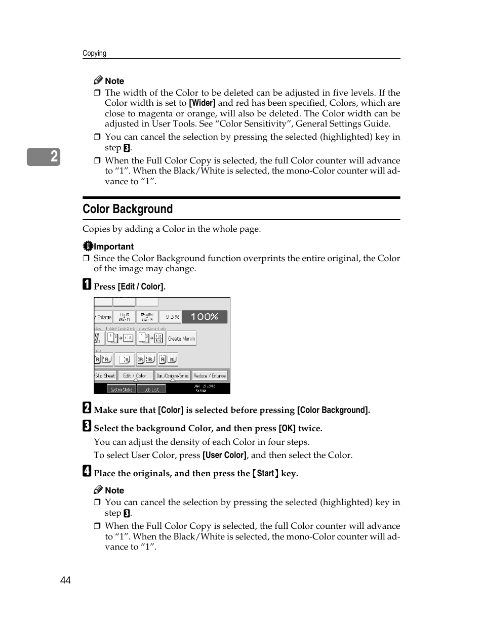 Color background | Aristokraft LD425C User Manual | Page 66 / 206