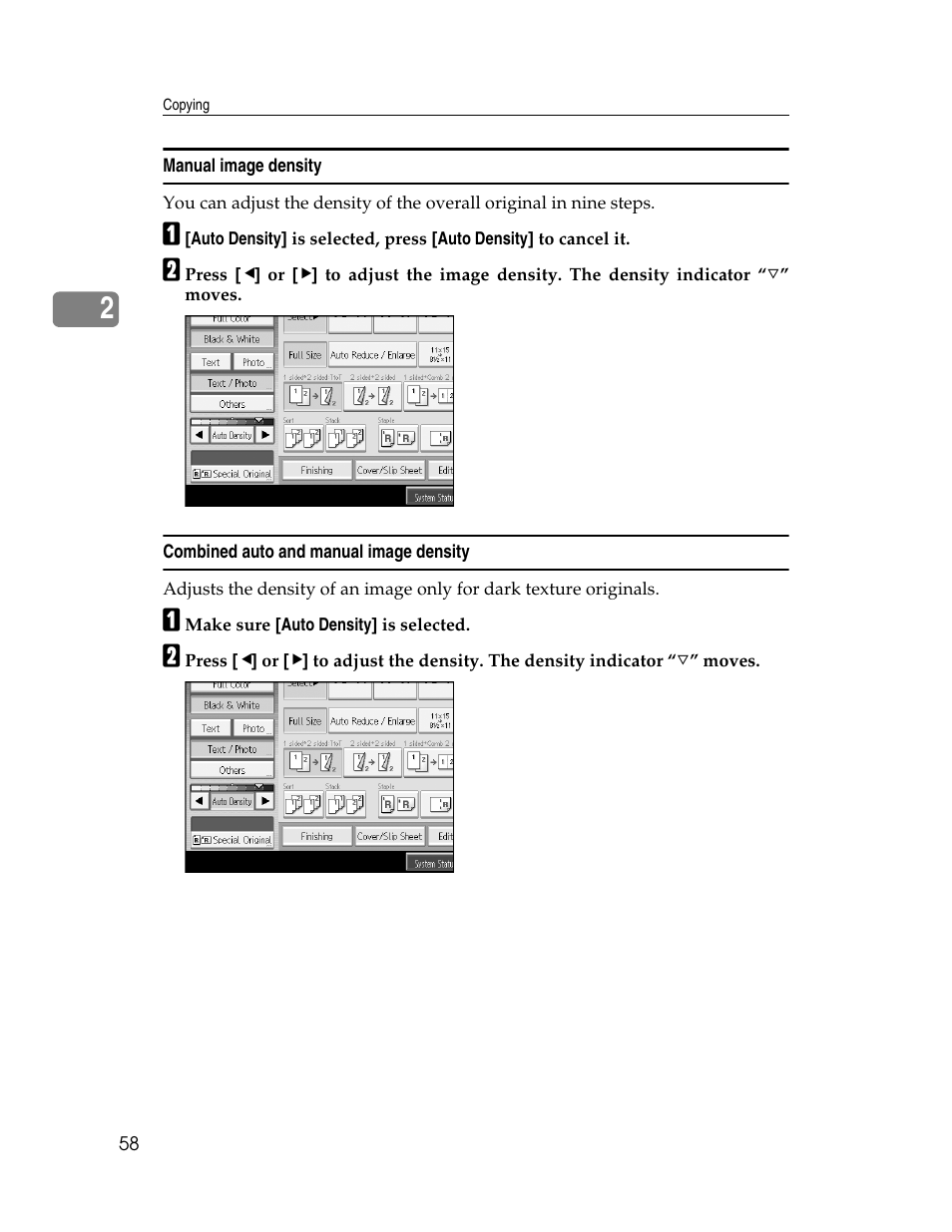 Manual image density, Combined auto and manual image density | Aristokraft LD425C User Manual | Page 80 / 206
