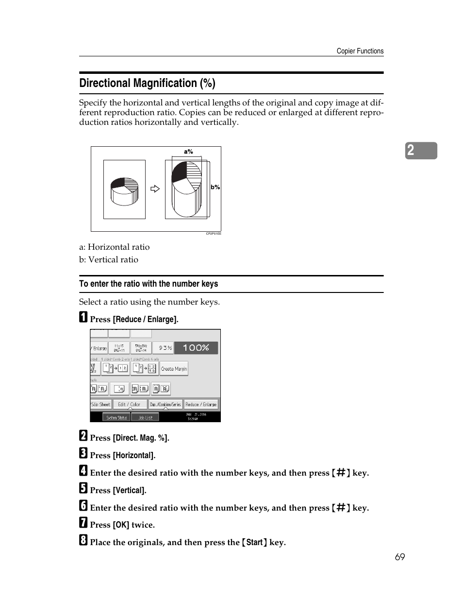Directional magnification (%), To enter the ratio with the number keys | Aristokraft LD425C User Manual | Page 91 / 206